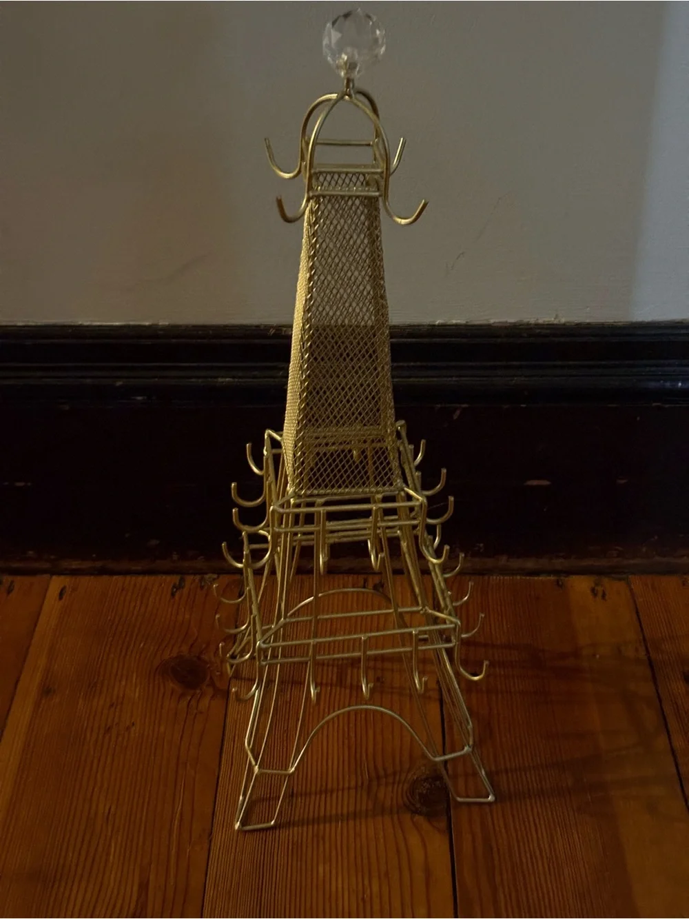 Gold Eiffel Tower Jewelry/Accessory Stand with Crystal Top